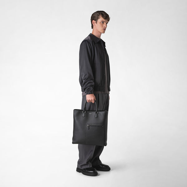 Quattordici tote bag in cachemire leather - eclipse black