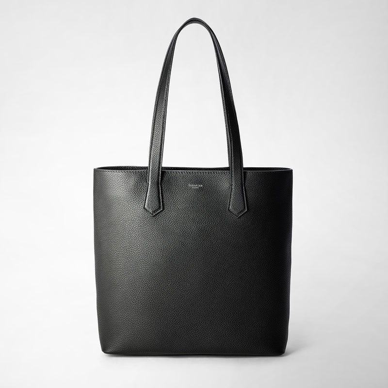 Day tote bag in cachemire leather - black