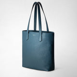 Day tote bag in cachemire leather - denim blue