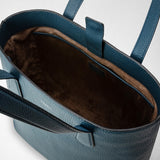 Day tote bag in cachemire leather - denim blue