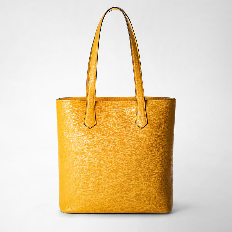 Day tote bag in cachemire leather - ochre