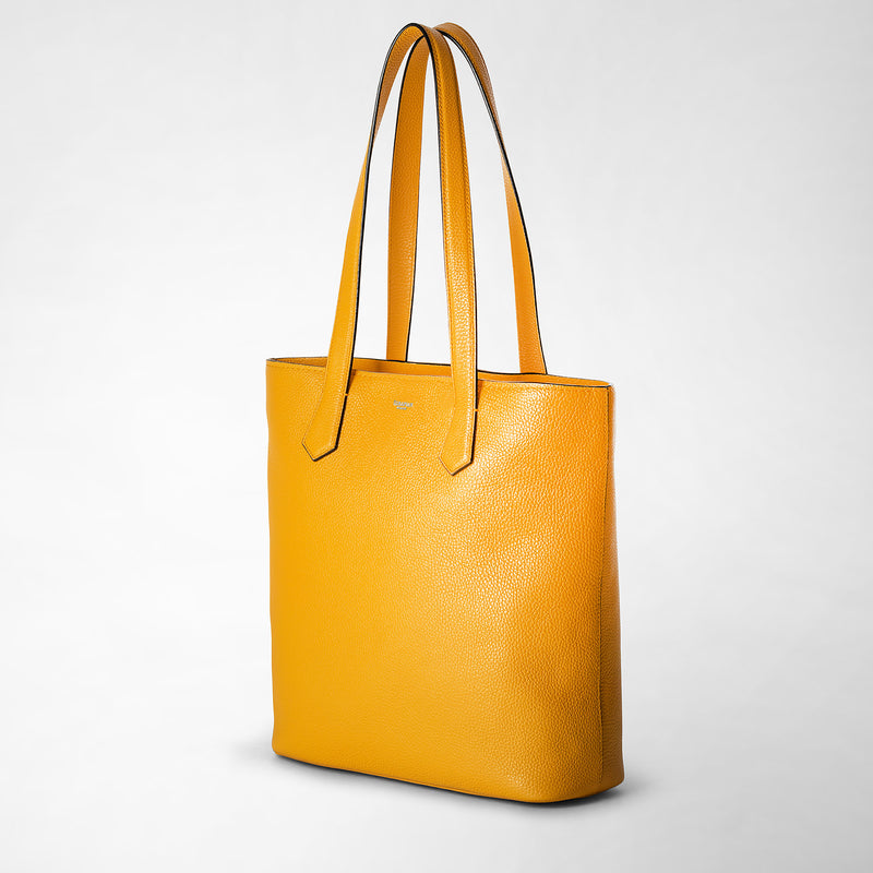 Day tote bag in cachemire leather - ochre