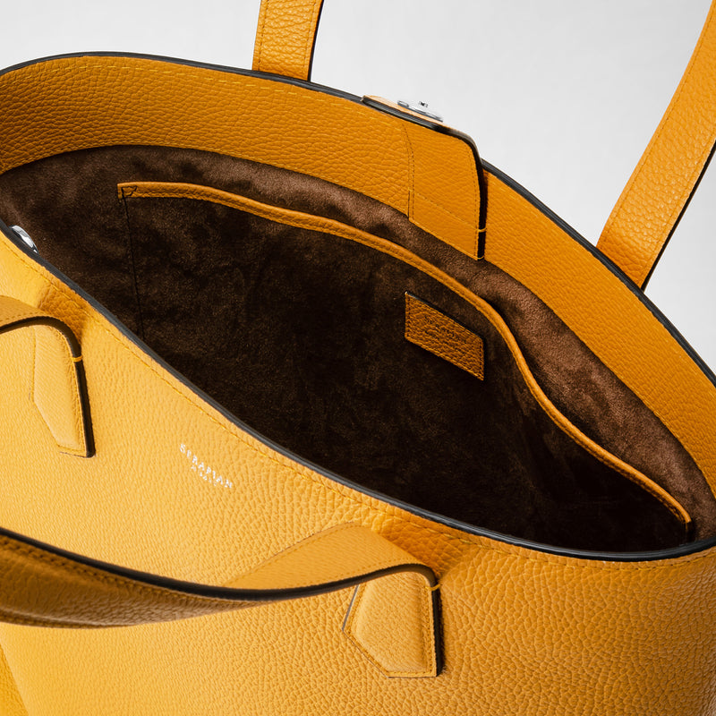 Day tote bag in cachemire leather - ochre