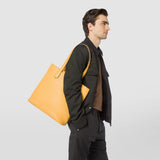 Day tote bag in cachemire leather - ochre