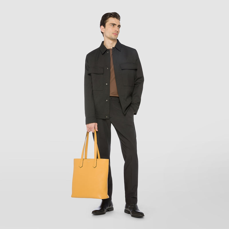 Day tote bag in cachemire leather - ochre