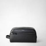 Double zip washbag in cachemire leather - black