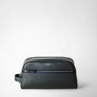 DOUBLE ZIP WASHBAG IN CACHEMIRE LEATHER Navy Blue