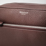 Double zip washbag in cachemire leather - ruby red