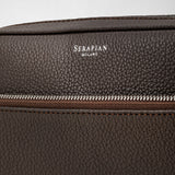 Double zip washbag in cachemire leather - espresso