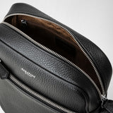 North south messenger in cachemire leather - black