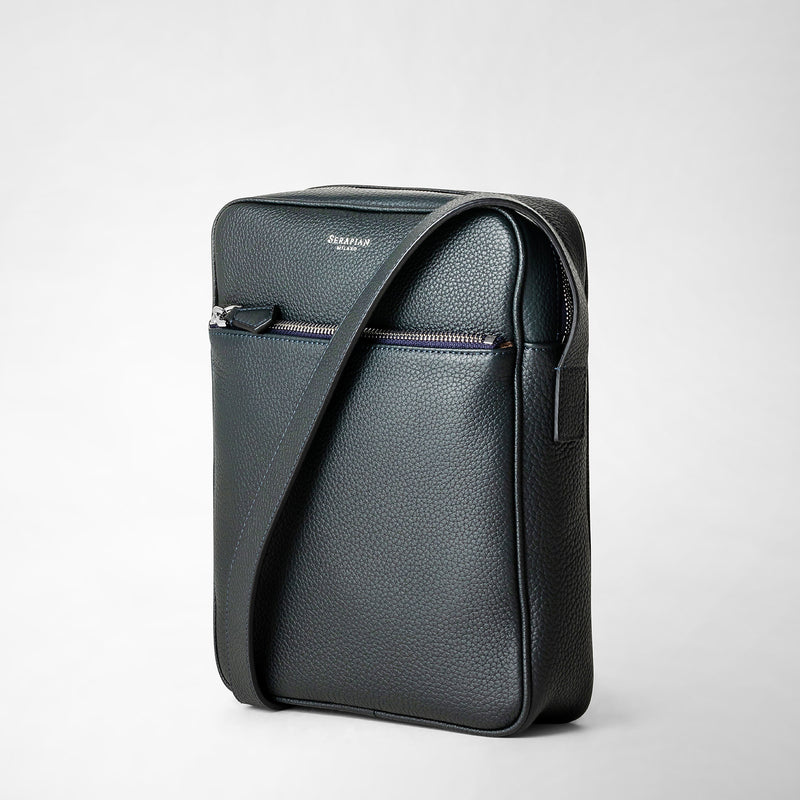 Sacoche north south en cuir cachemire - navy blue