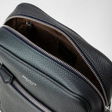 North south messenger in cachemire leather - navy blue