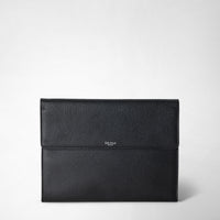 FLAP-FRONT DOCUMENT FOLIO IN CACHEMIRE LEATHER Black