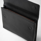Flap-front document folio in cachemire leather - black