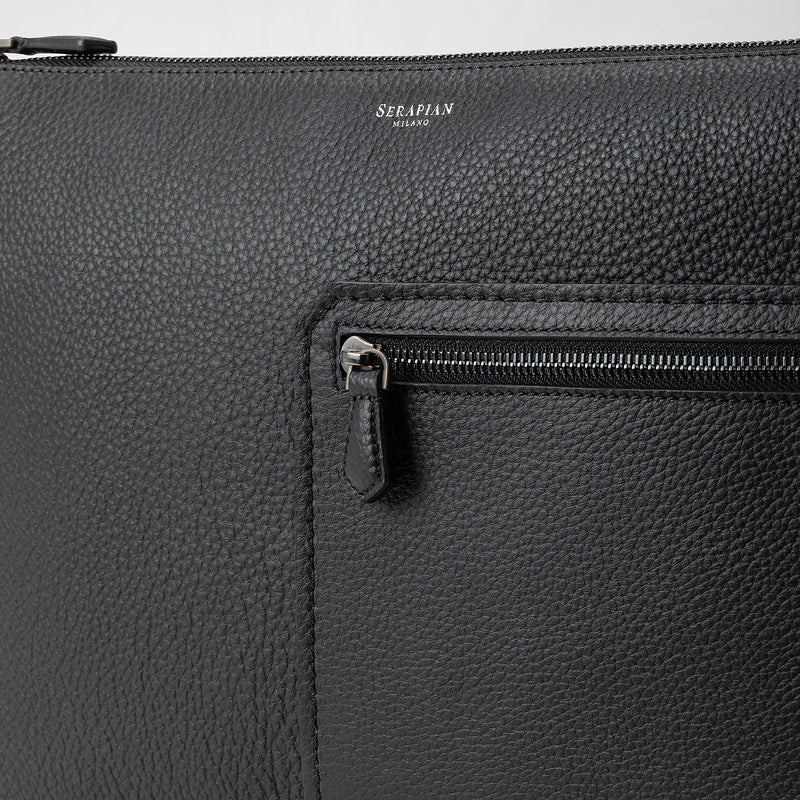 Quattordici laptop case in cachemire leather - eclipse black