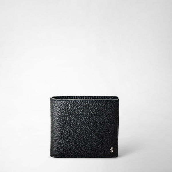 4-card billfold wallet with coin pouch in cachemire leather - navy blue