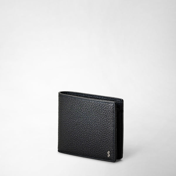 4-card billfold wallet with coin pouch in cachemire leather - navy blue