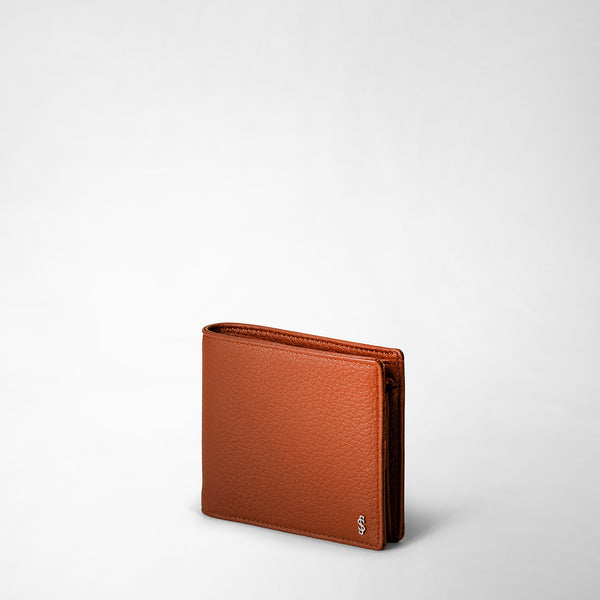 4-card billfold wallet with coin pouch in cachemire leather - chestnut