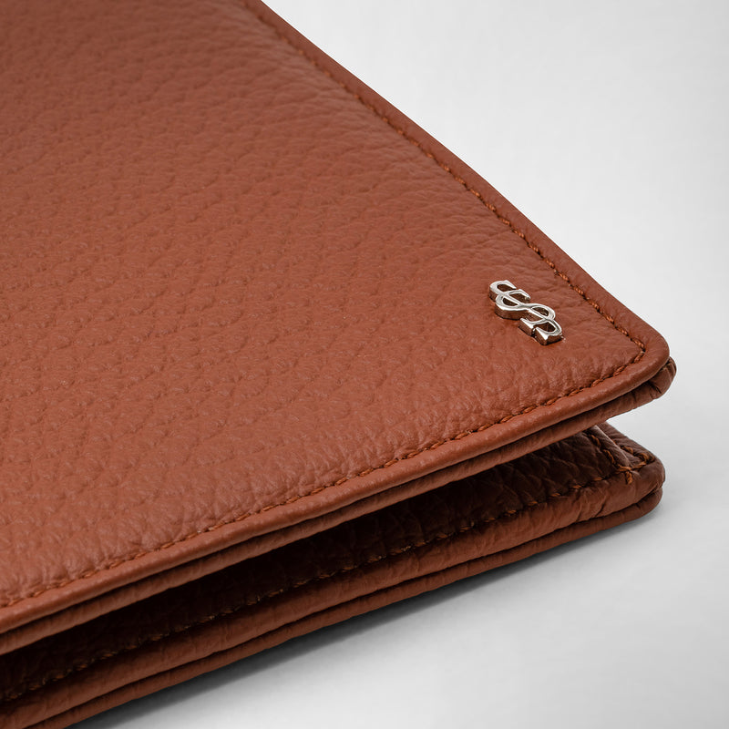 4-card billfold wallet with coin pouch in cachemire leather - chestnut