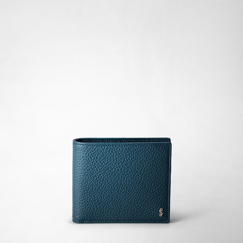 8-card billfold wallet in cachemire leather - denim blue