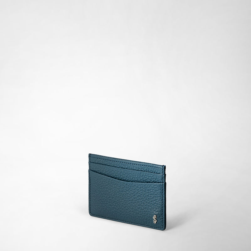 4-card holder in cachemire leather - denim blue