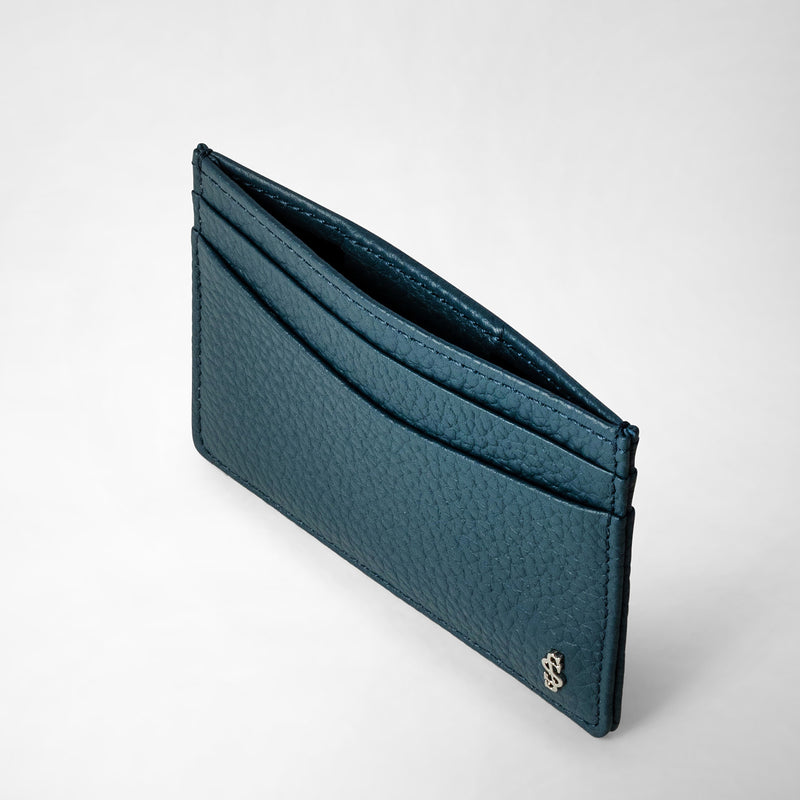 Portacarte per 4 carte in pelle cachemire - denim blue
