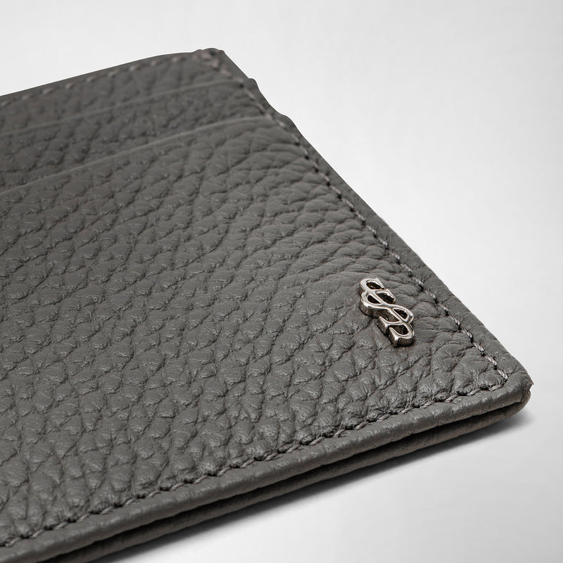 4-card holder in cachemire leather - asphalt