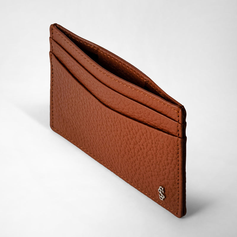 4-card holder in cachemire leather - chestnut