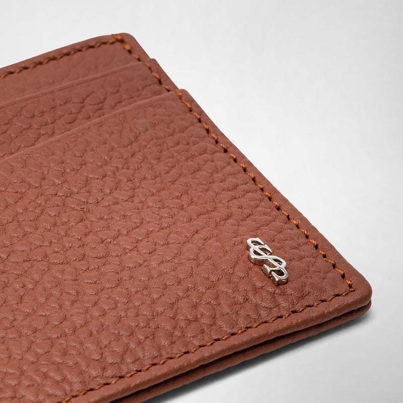 4-card holder in cachemire leather - chestnut