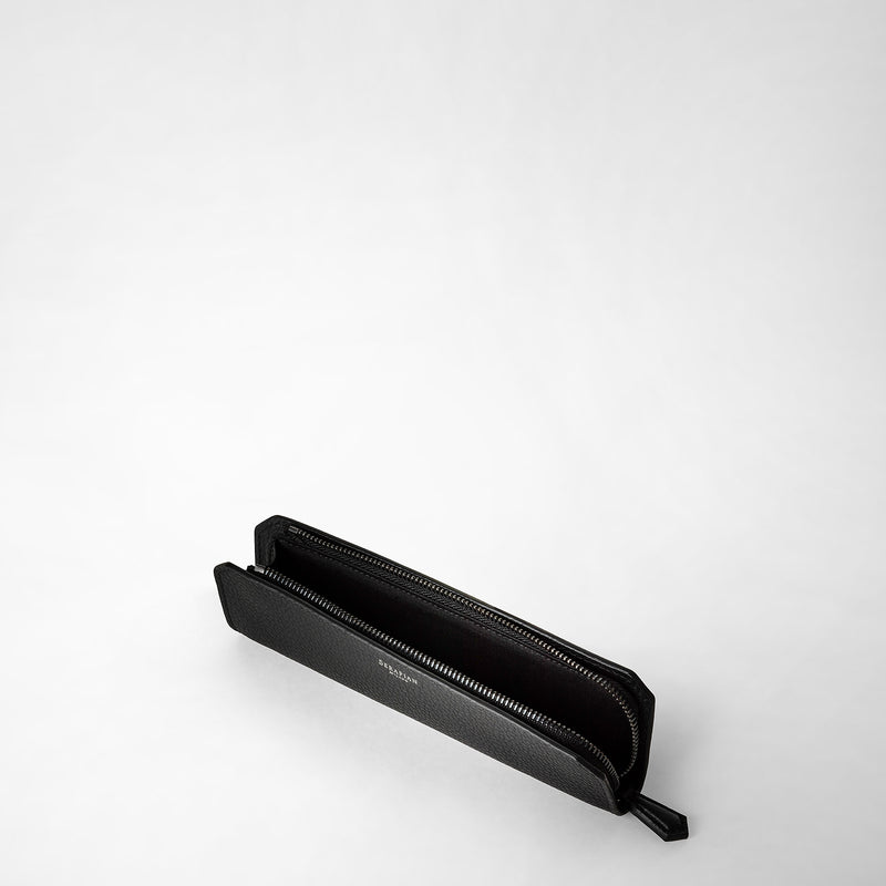 Pencil case in cachemire leather - eclipse black