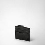 Zip card case in cachemire leather - black