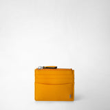 Zip card case in cachemire leather - ochre