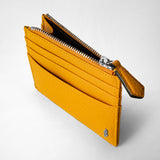 Zip card case in cachemire leather - ochre