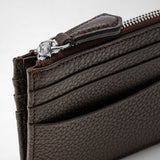 Zip card case in cachemire leather - espresso