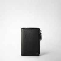 VERTICAL BILLFOLD WITH ZIP IN CACHEMIRE LEATHER Black