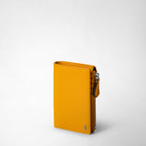 Vertical billfold with zip in cachemire leather - ochre