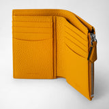 Cachemireレザー製ファスナーverticalビルフォールド - ochre