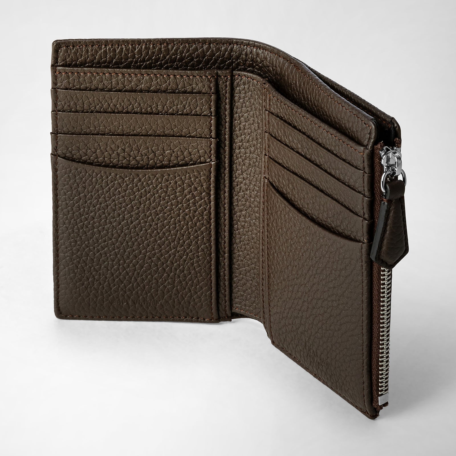 小物 exclusive cashmere muffl Vertical billfold with zip in cachemire leather espresso