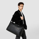 Medium weekender in cachemire leather - black