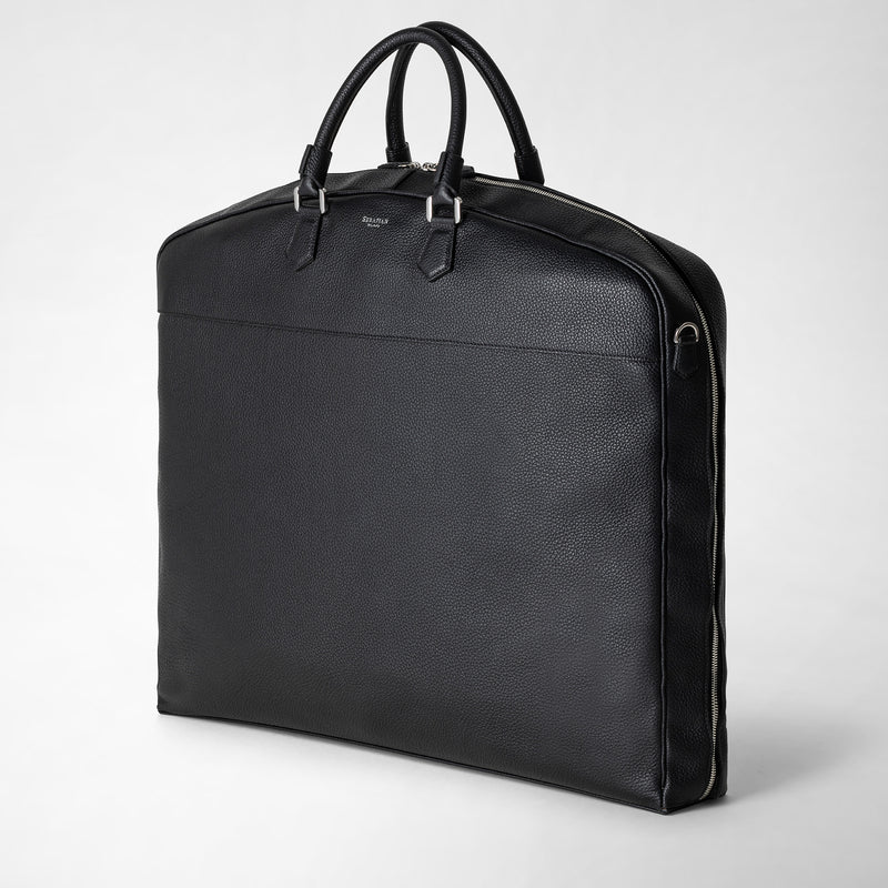 Suit carrier in cachemire leather - black