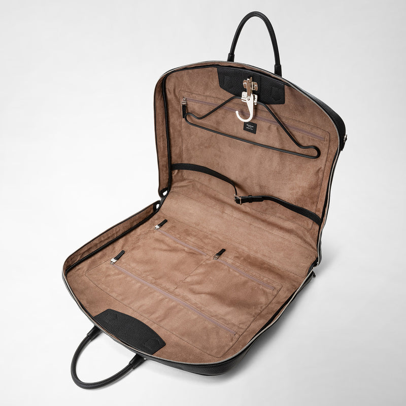 Suit carrier in cachemire leather - black