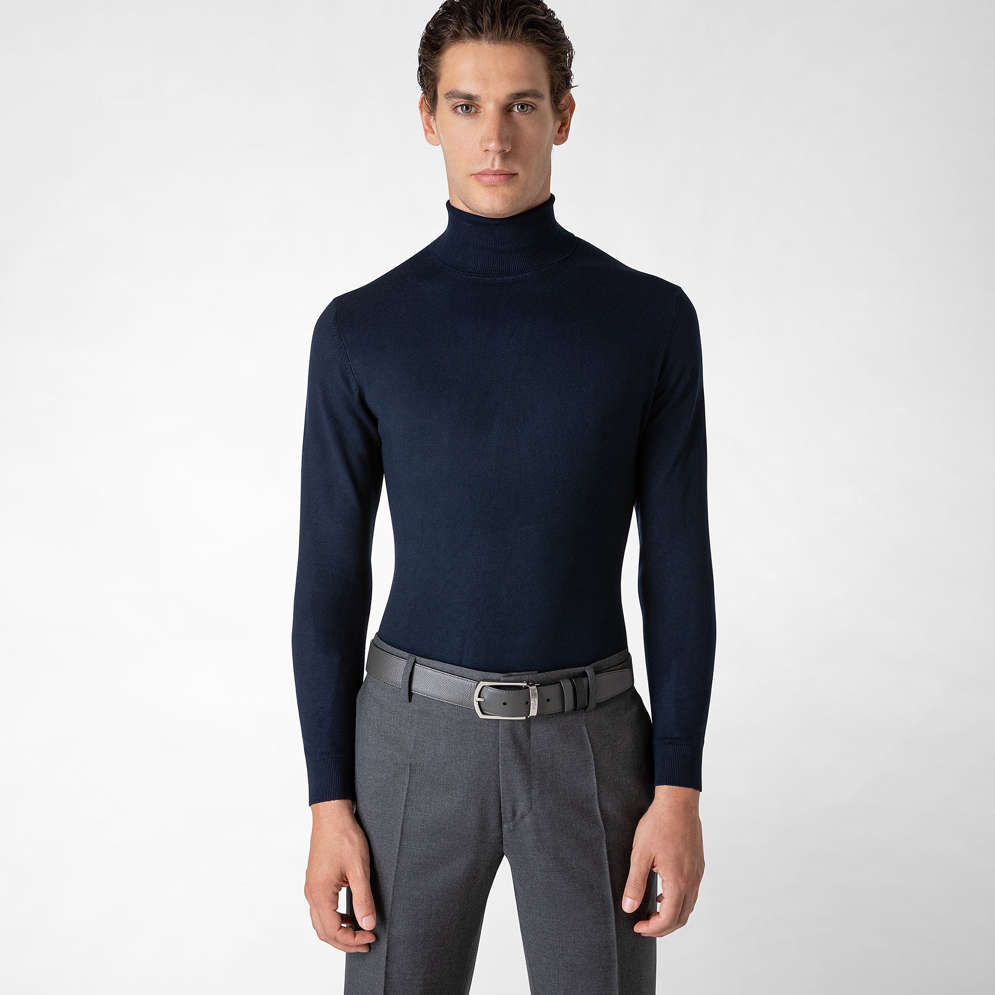 Reversible belt evoluzione anthracite grey and black