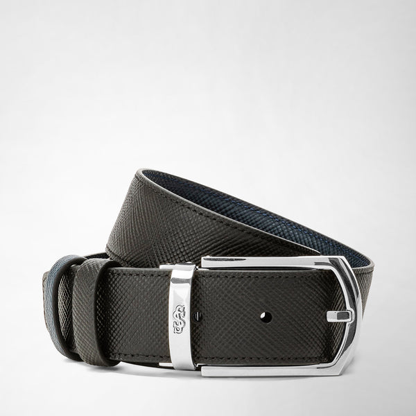 Cintura reversibile in pelle evoluzione - black/navy blue