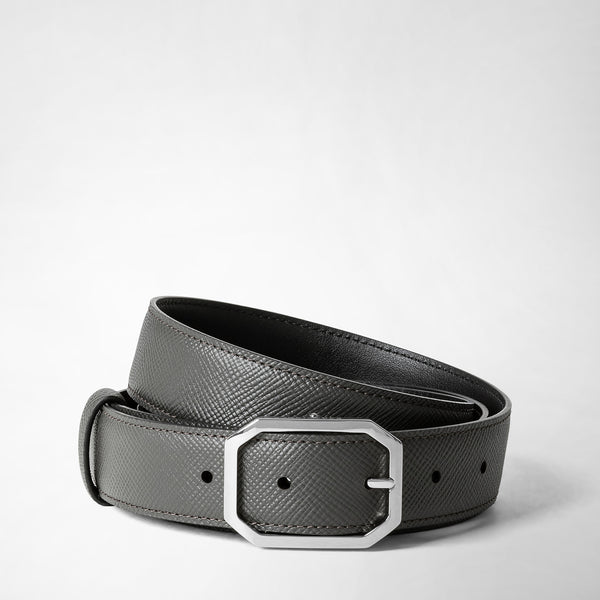 Belt in evoluzione leather - anthracite gray