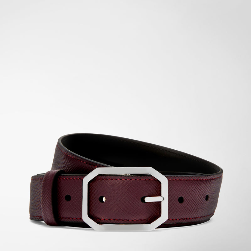 Belt in evoluzione leather - ruby red