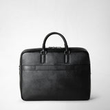 Double gusset briefcase in evoluzione leather - eclipse black