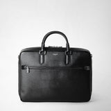 Slim briefcase in evoluzione leather - eclipse black