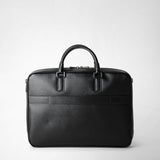 Slim briefcase in evoluzione leather - eclipse black