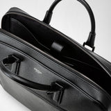 Slim briefcase in evoluzione leather - eclipse black