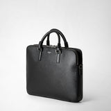 Slim briefcase with double zip in evoluzione leather - eclipse black